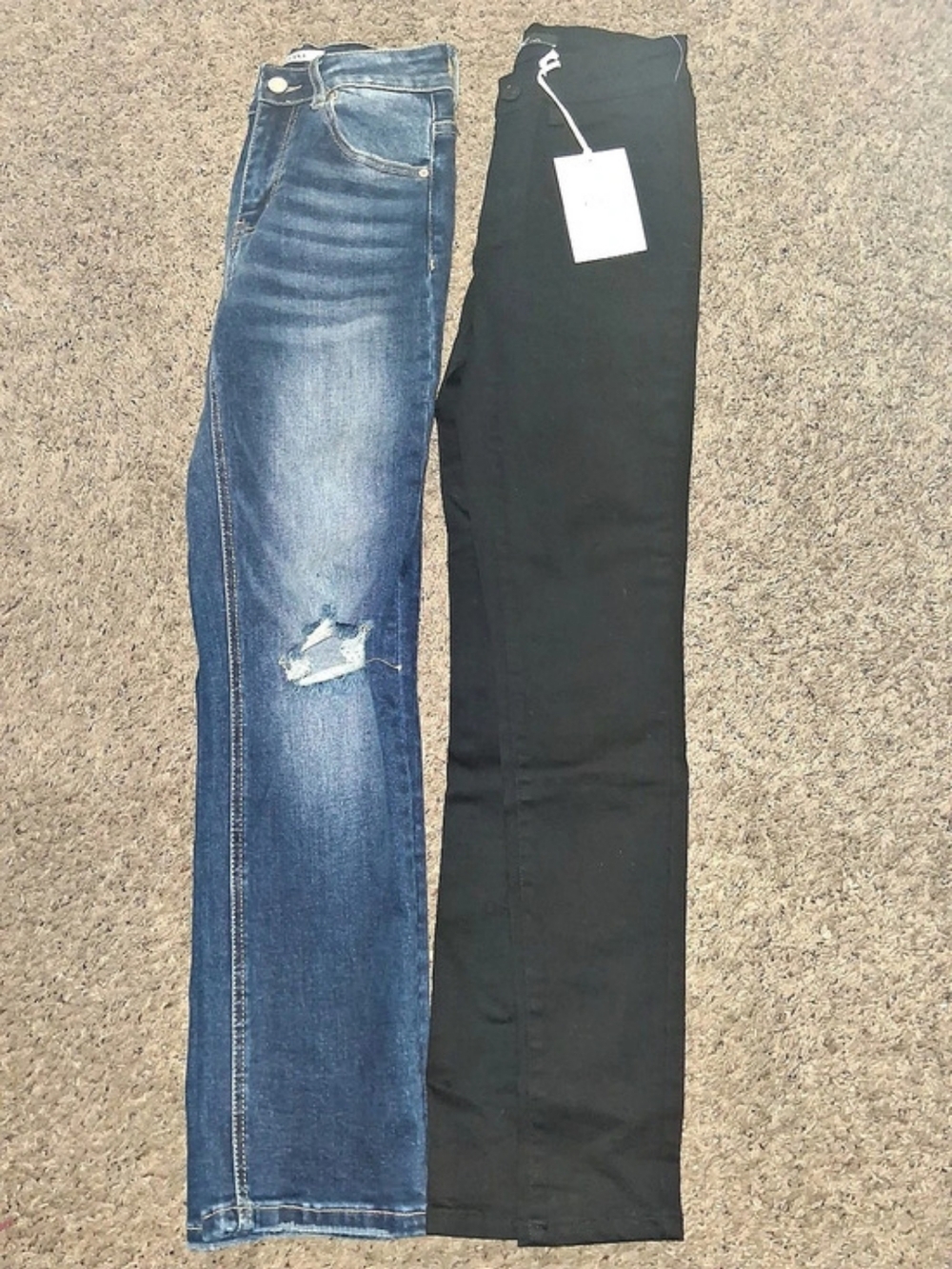 Kancan And Zenana Skinny Jeans 2-Piece Set Blue & Black Waist 25 NWT